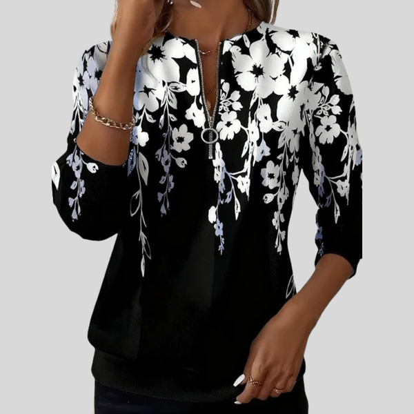 Mariella | Top mit Blumenprint und Reißverschluss