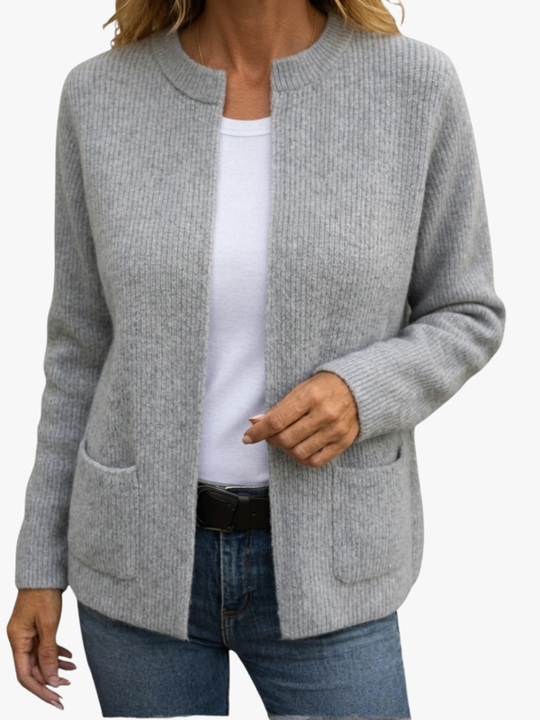 Colette | Warmes Strick-Cardigan mit Reißverschluss und Taschen