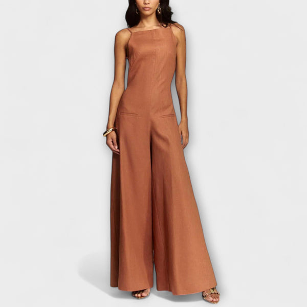 Ylva - Brauner Halter-Jumpsuit