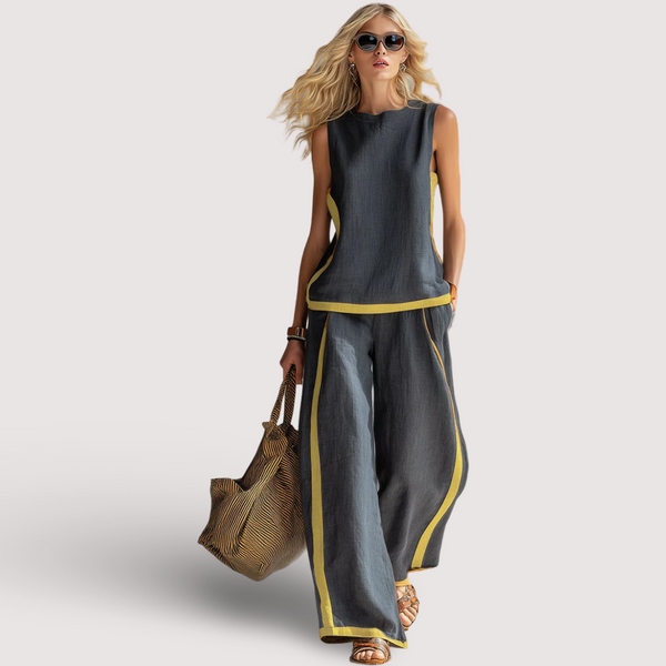 Leila | Elegantes Set aus Baumwolle und Leinen